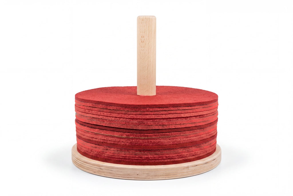 Kissenaufsteller mit 18 Sitzkissen aus Wollfilz